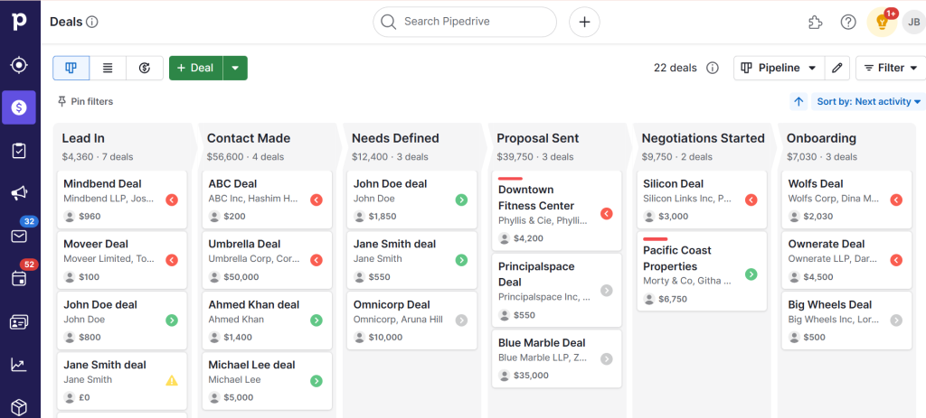 Pipedrive deal features